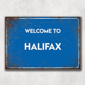 Halifax / Welcome To Sign / Cartello da parete in metallo / Retro / Vintage / Man Cave / Casa / Bar / Birra / Cartello da giardino
