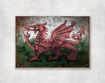 Welsh Flag | Aluminium Printed Metal Street Sign - Gift | Keepsake | Football Gift