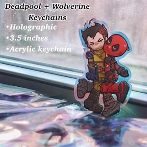 Deadpool and Wolverine holographic keychain