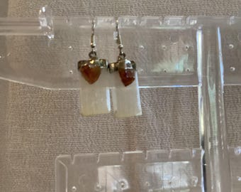 Selenite and citrine dangle earrings