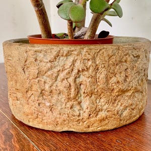 vintage planter/mid century planter/vintage tree trunk stoneware planter by Hillstone pottery