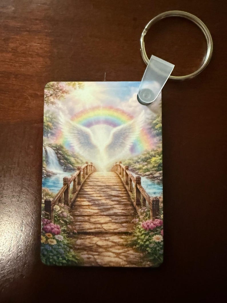 Personalized Pet Memorial Gift - Wood Keychain – Rainbow Bridge ...