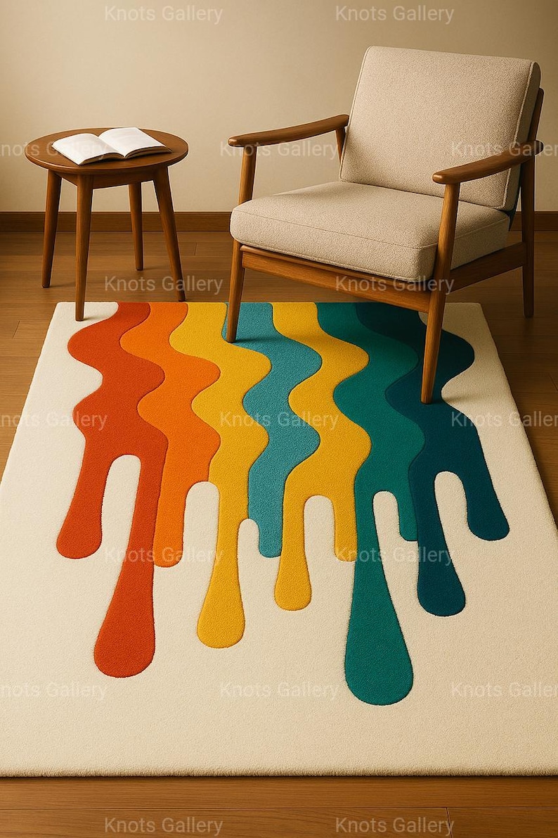 Dripping Rug Hand Tufted Abstract Area Rug, Modern Colorful Drip Design, 6x9 Ft ...