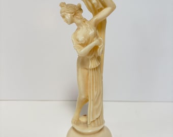 Vintage Italian Carved Alabaster Resin Neoclassical Figurine - Made in Italy 6.5" Figurine 1