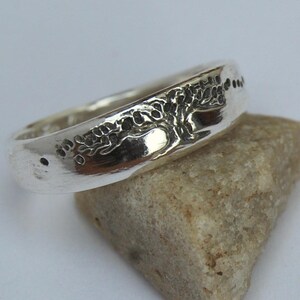 Tree Wedding Band, Tapered Ring, Tree of Life Band, Unisex Sterling silver band, balance harmony evolution, Sterling tree design band