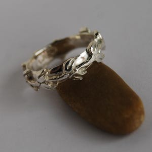 14K Floral Band, Lily of the Valley to match engagement, Women&#39;s Wedding Band, 5mm Floral wedding, Flowers going around, raised flowers