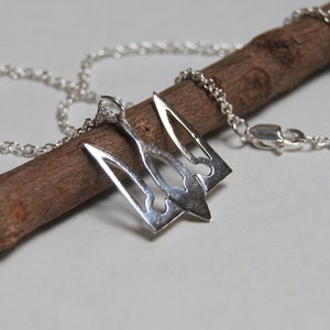 Trident Pendant, Ukrainian Trident Pendant, Sterling Trident Necklace, Silver Trident Necklace, Ukrainian Symbol, Sterling Cable Chain