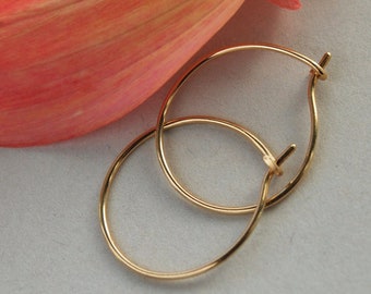 Gold Filled Hoop Earrings / Yellow gold hoops / Minimalist hoops / his hers Hoops / Smooth or hammered Hoops / single hoop / hoop earrings