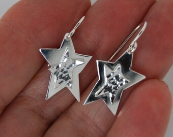 Star Earrings / Star within a Star Sterling Earrings / 925 Gift for Him / Gift for her and me / Super stars / Dangle star earring