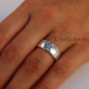 Tree of Life Band Sterling Comfort Fit Wedding Band / Sterling 8mm wide / Mans band /unisex Engagement band / personalized bands / tree band