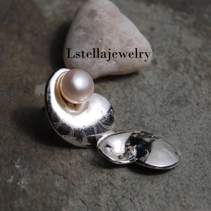 Silver Ear Jackets Iolite studs, Shell Earring enhancers, Nautilus shell shape, Sterling Ear Jackets, change up post, studs  Gift for Mom