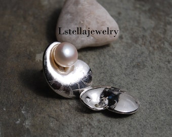Silver Ear Jackets Iolite studs, Shell Earring enhancers, Nautilus shell shape, Sterling Ear Jackets, change up post, studs  Gift for Mom