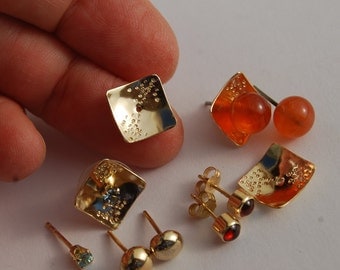 Gold Ear Jackets / Square Gold Filled / Earring Enhancers / Earring Stud jackets / textured pattern / women's gift /Sterling ear jackets