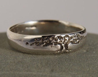 Tree of Life Band / Silver 5mm Ring / Sterling Mans Band / sizes  8.5 to 14 / Tree Design Band / Tree wedding band / Silver Tree Band / Mens