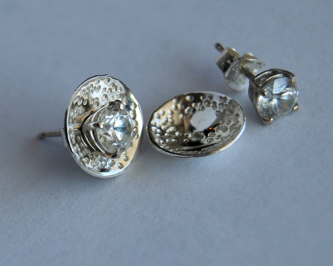 Silver Ear Jackets / Earring Enhancers Sterling / Ear Jackets / Dotted