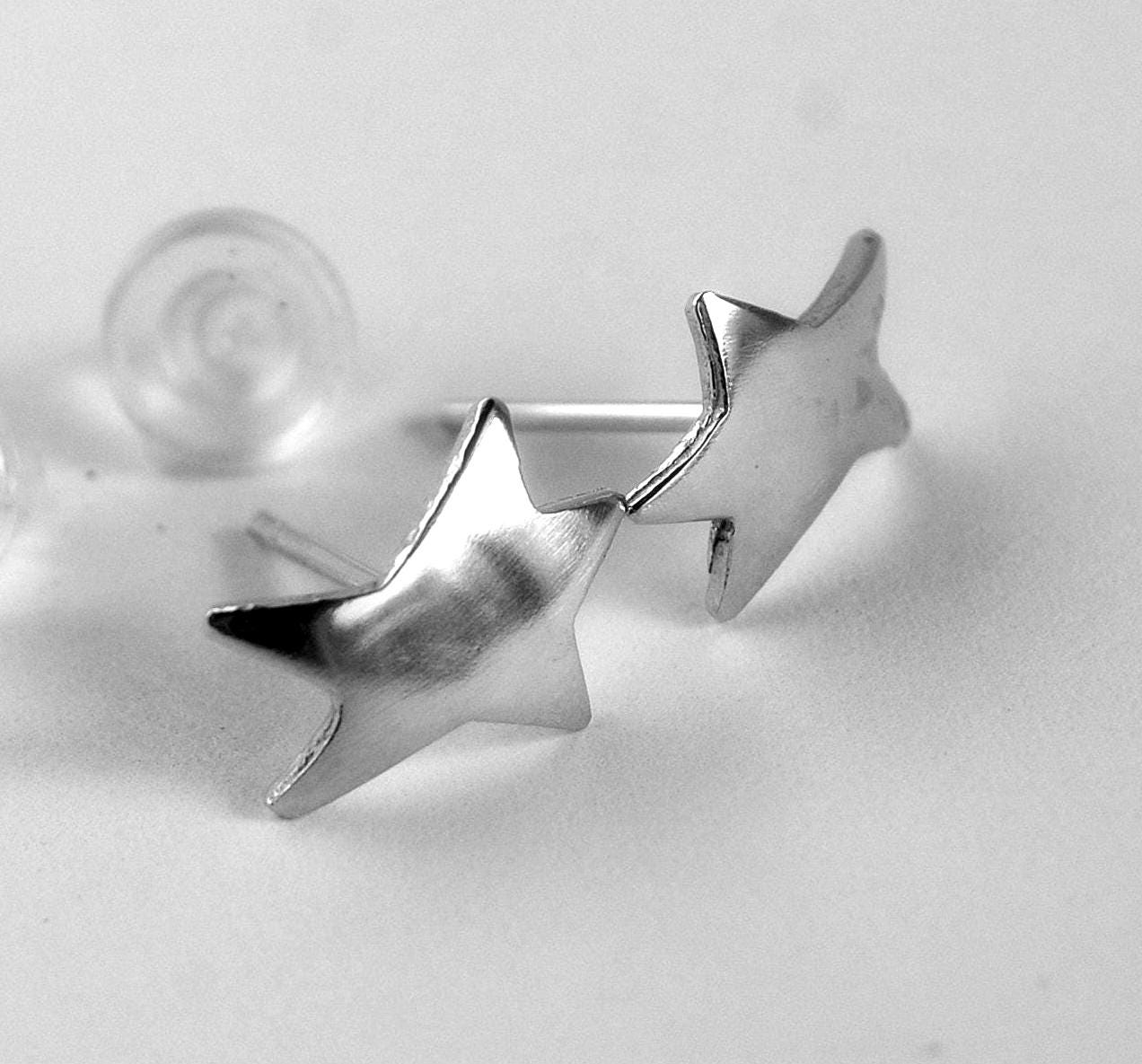 Star Earrings, Sterling Silver Stars, 5 Pointed Stars, Celestial