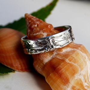 Silver Lighthouse Band / Waves Sunset Band / Ocean Landscape / 7mm wide band / Sterling Sunrise Band / Ocean Wedding band / Ocean Waves band