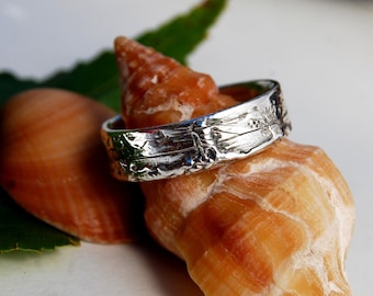Silver Lighthouse Band / Waves Sunset Band / Ocean Landscape / 7mm wide band / Sterling Sunrise Band / Ocean Wedding band / Ocean Waves band