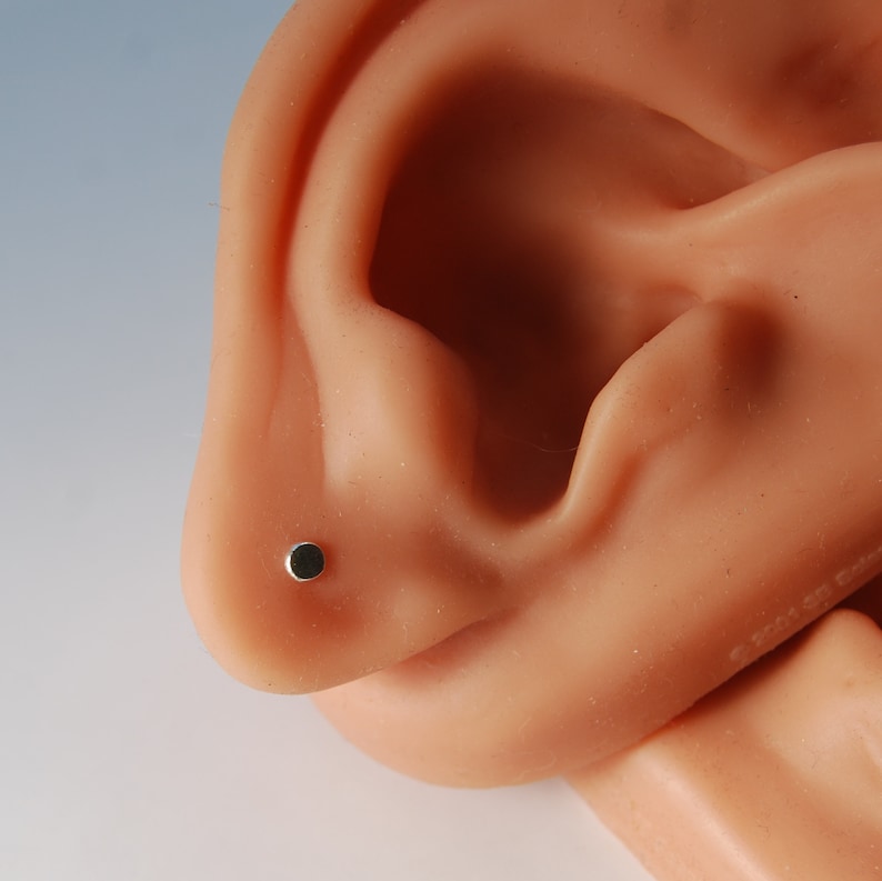 Flat Nose Stud / Silver Nose Stud / 3mm Disc Stud / Etsy