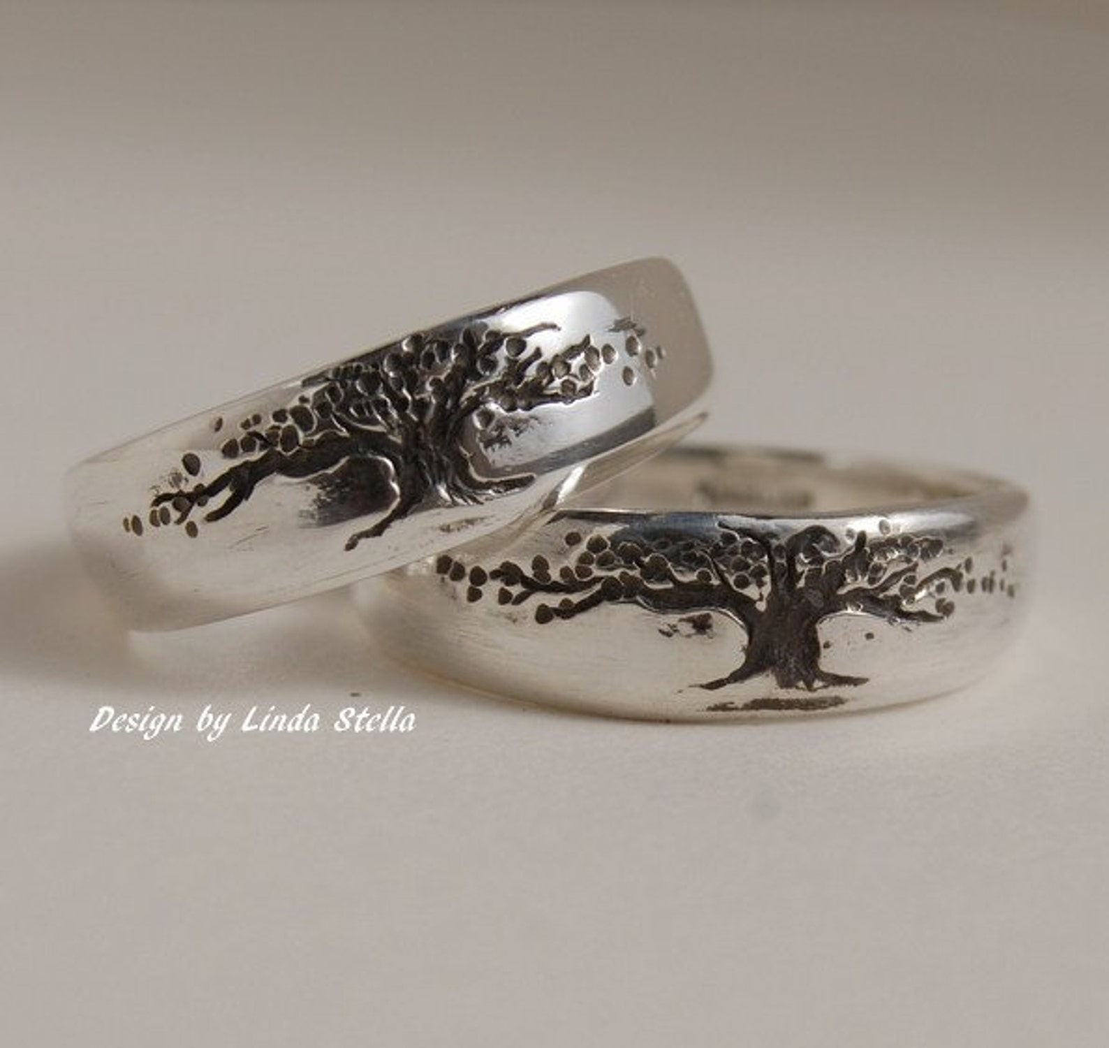 Tree Wedding Band / Tree of Life Band / Tapered Sterling Ring/ Etsy