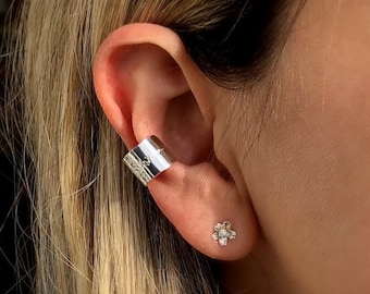 Wide Ear Cuff / Conch Earring / 10mm stardust cuff / non pierced cuff / Sterling Conch cuff / minimalist wide cuff / slight textured / Hoop