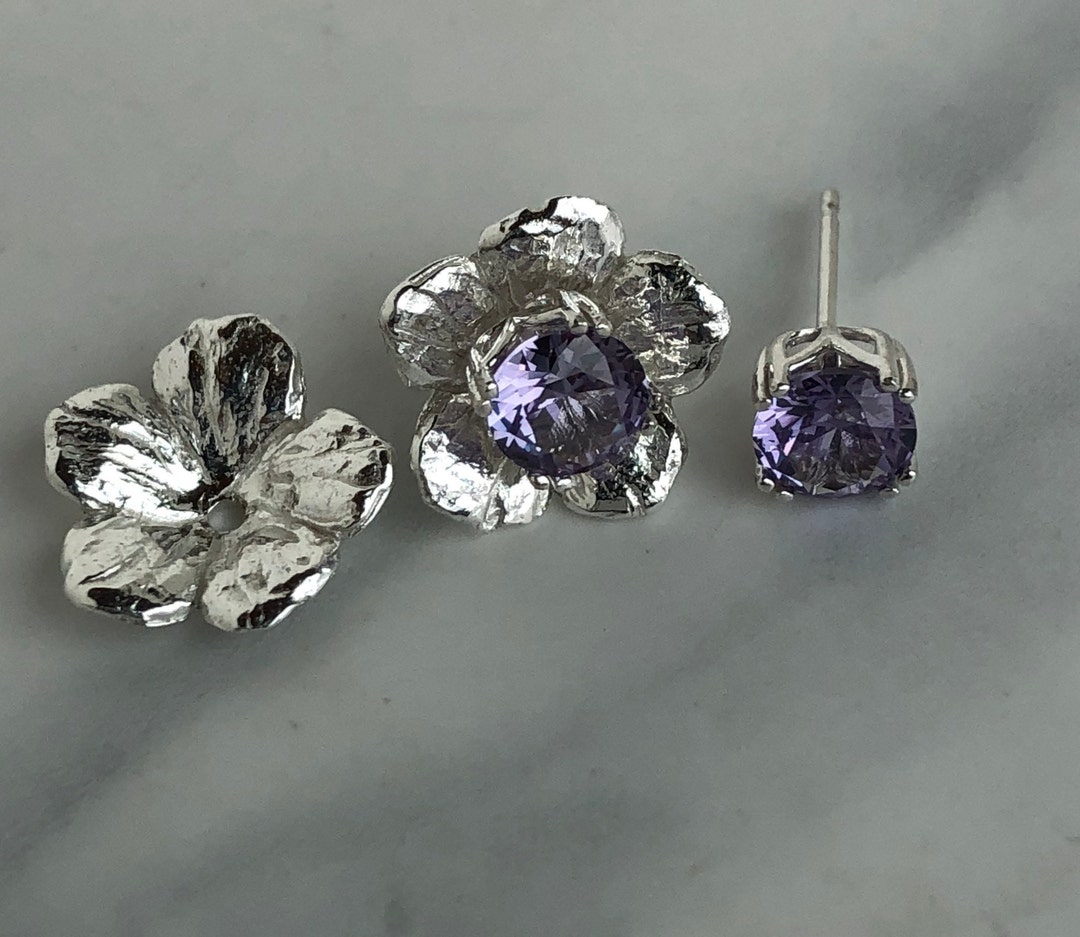 Sterling Earring Jackets / Flower Ear Jacket / Silver Stud Enhancers