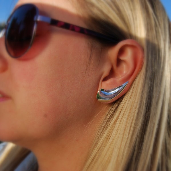 Ear Pin Climber / Sterling Sleek design / Modern Silver earring / Silver ear climber / Shiny Climber Earring / Modern sleek