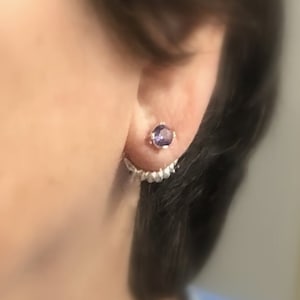 Ear Jacket For Studs, Front Back Earring Jackets, Sterling Earring, Croissant ear jackets Sterling Enhancers, Scalloped Earrings, Silver