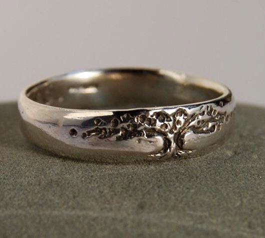 Tree of Life Band / Silver 5mm Ring / Sterling Mans Band / Sizes 8.5 to ...