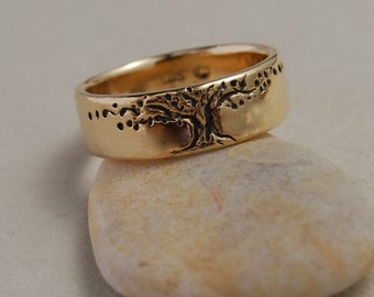 Tree of Life Wedding Band / 14K Gold Tree ring /6mm band / wide Tree Band / Gold man's women's / unisex Red Yellow or White Band /Tree Ring