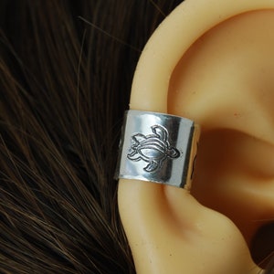 Sea turtle ear cuff Ocean wave Turtle jewelry earring Sterling Wide Minimalist