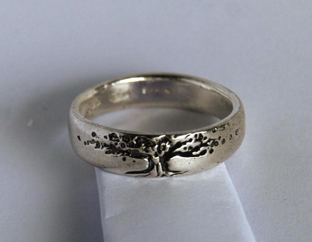 Tree of Life Band / Silver 5mm Ring / Sterling Mans Band / Sizes 8.5 to ...