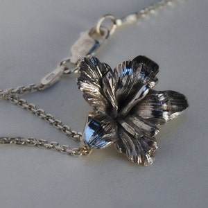 Orchid Pendant /Orchid jewelry set /Silver floral jewelry / Antiqued Silver Orchid Necklace / Orchid Necklace / Flower earrings /Orchid Gift
