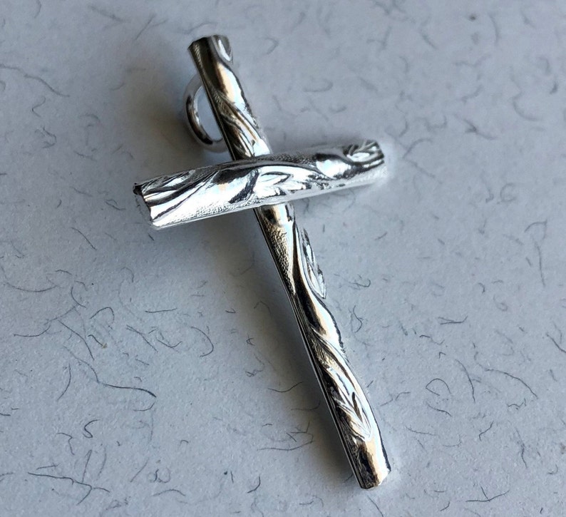 Silver Cross Pendant / Musical Note With Cross / Sterling Rope Etsy