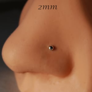 Gold Nose stud  / 14K 2mm ball / 14K Solid gold Stud / Nose Bone 22ga / Gold ball stud /Yellow Gold nose stud / 14K Nose L / White Gold stud