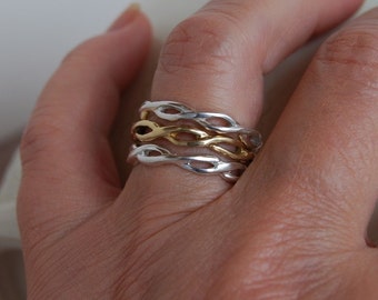 Infinity Bands / Stackable Ring Set / 14K Rope Band  / Sterling infinity ring / 14K rope band / 2.5 wide / Wedding Bands / infinity rings