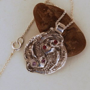 Pisces Zodiac Pendant, Yin Yang Pendant, Ruby Eyes, Amethyst Eyes, 1 of a kind Twin Lives / Stone in the eyes, Zodiac Gift, Koi Fish Pendant