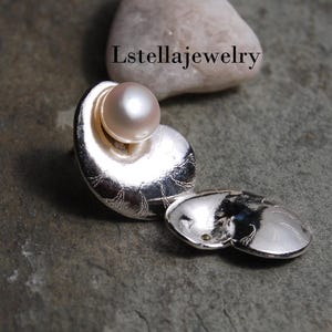 Silver Ear Jackets Iolite studs, Shell Earring enhancers, Nautilus shell shape, Sterling, change up post, Gift for Mom