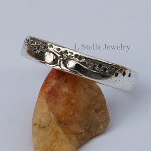 Tree of Life Band, Narrow Tree Band Tree of Life Women&#39;s, Sterling Narrow Band, 3.5mm Stack-able ring pattern Wedding Bands, Tree