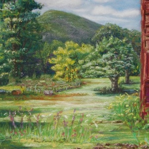 Farm Scene painting / Pastel original Painting / Centerville Farm Catskill Mountains / Barn Farm scene / Red Barn painting / Mountain view image 1