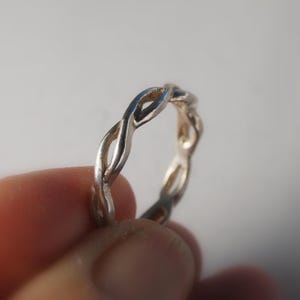 Silver Wedding Band / Twisted Rope Sterling / Ladies 3.5mm band / Lives Intertwined Rope / stackable twisted ring / overlapping twine