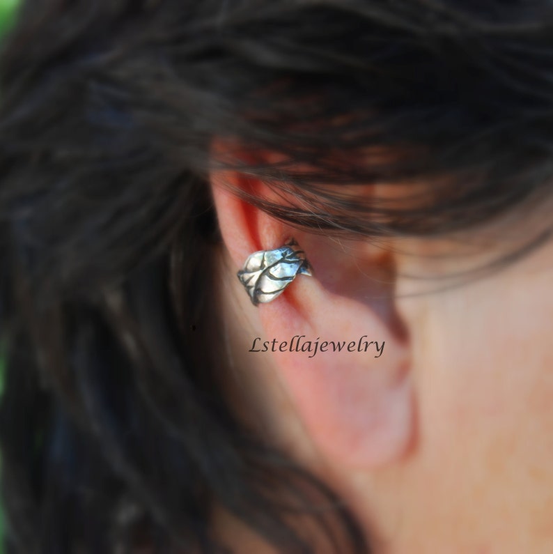 Pierced Ear Cuff Helix Pierced Leaf silver pierced styles Etsy