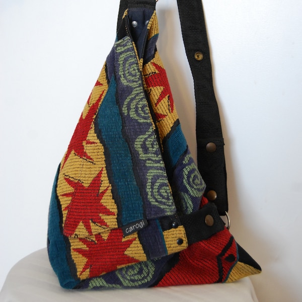 Shoulder Bag / Carson Rogers Carogi Tapestry Sling Shoulder Bag Backpack / Boho Hippie / Triangular shape /