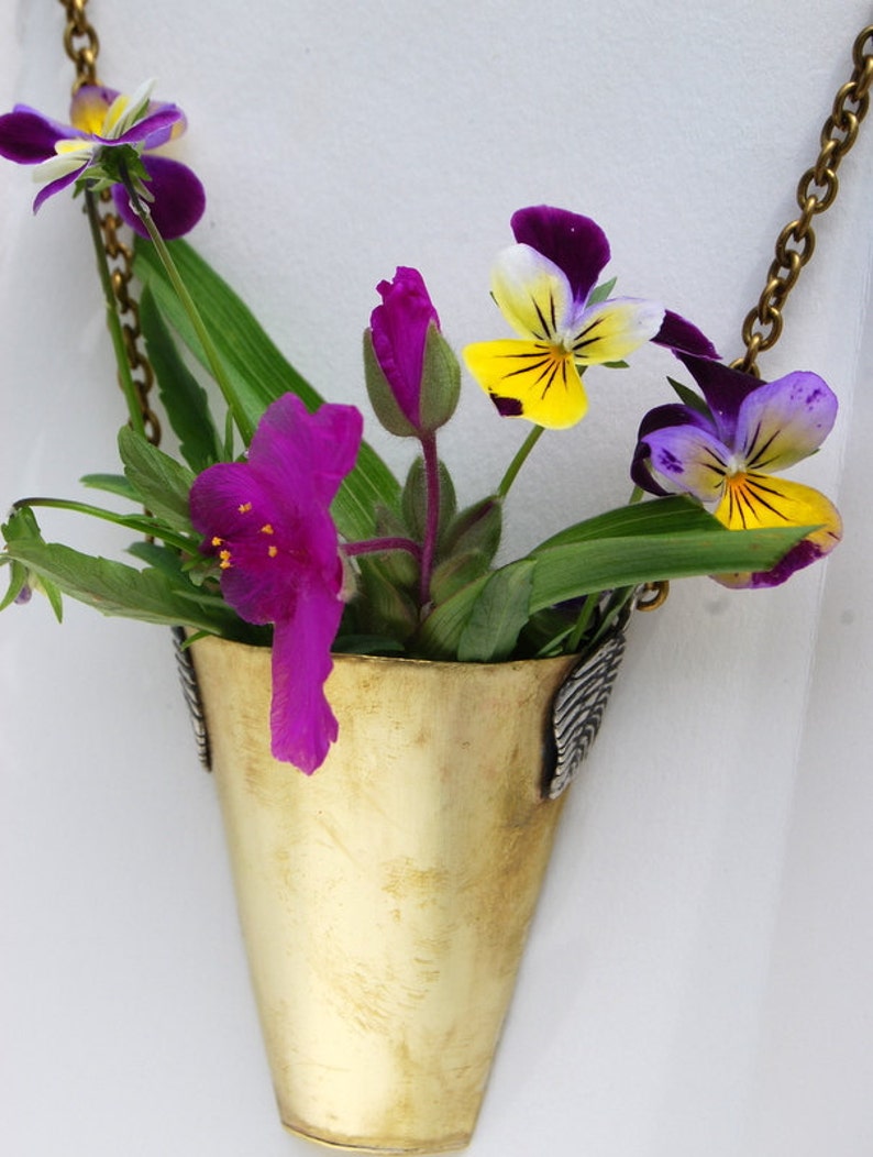 Wearable Vase Necklace / Wedding Flower Necklace / Flower Vase Etsy