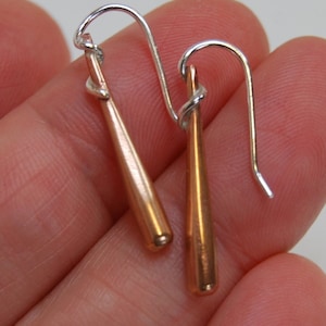 Teardrop Bronze Earrings / Bronze drop earring / Sterling Teardrop earring / two metals combined / Gold teardrop earrings / Dangle earrings
