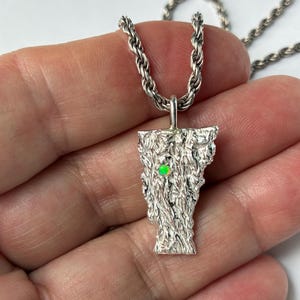 Vermont Topography Pendant, Sterling Silver necklace, Opal in Capitol