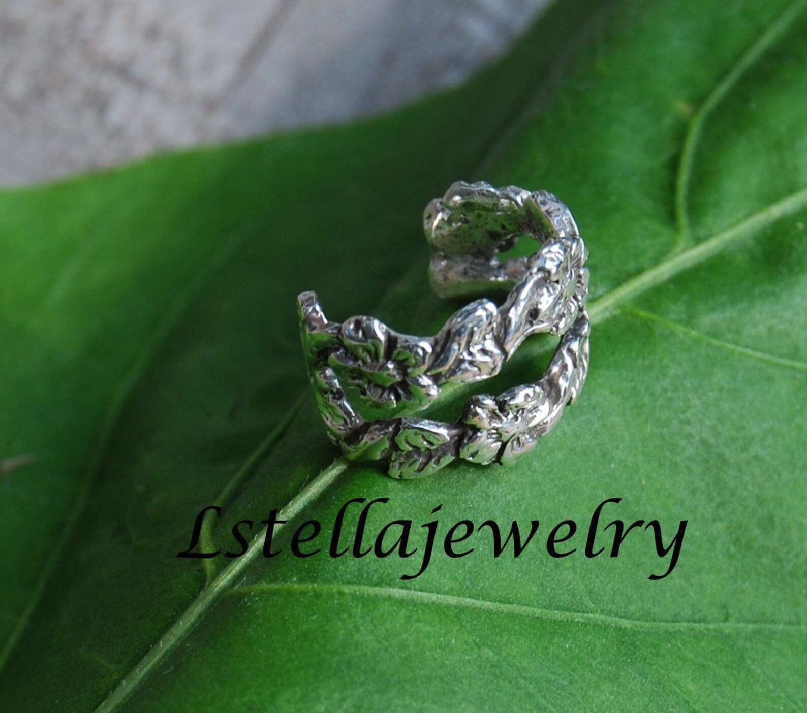 Floral Ear Cuff / Flower Leaf Cuff / Sterling Silver Cuff / - Etsy