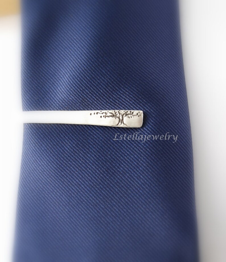 Sterling Tie Bar / Tree Tie Bar / Silver Man's Gift / Etsy