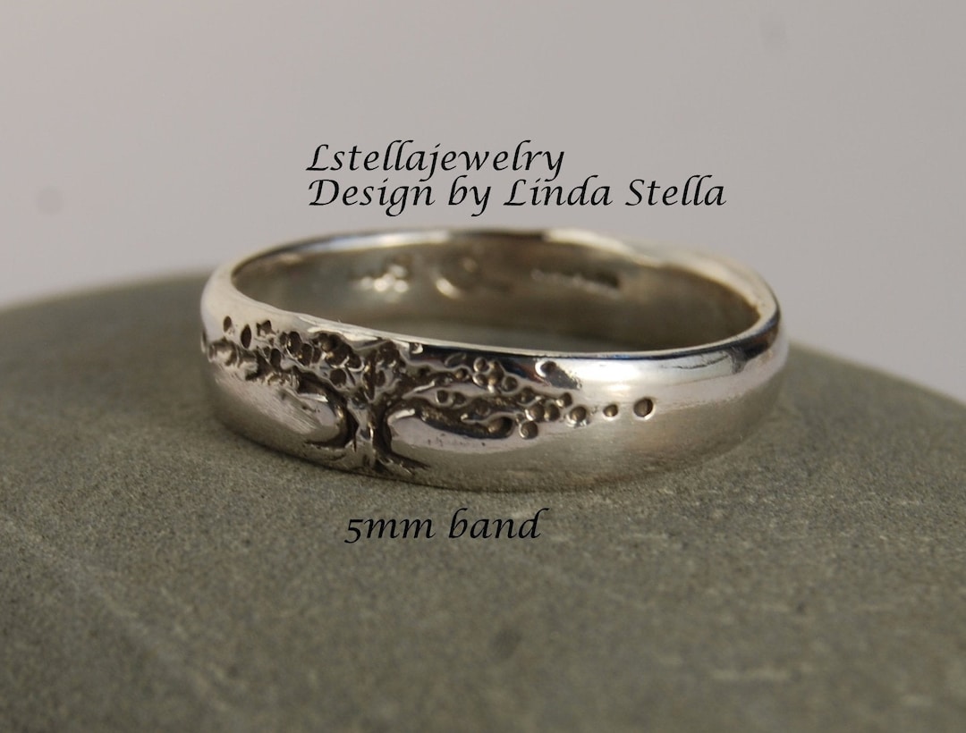 Tree of Life Band Tree Ring 5mm Band Sterling Woman's Ring Design Band ...
