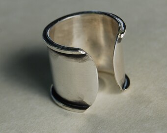 Breiter Sterling Ring / Verstellbarer Silberring / breiter verstellbarer Damenring / schlanker DesignRing / Minimalistischer Sterling Ring / 3/4" breiter Ring